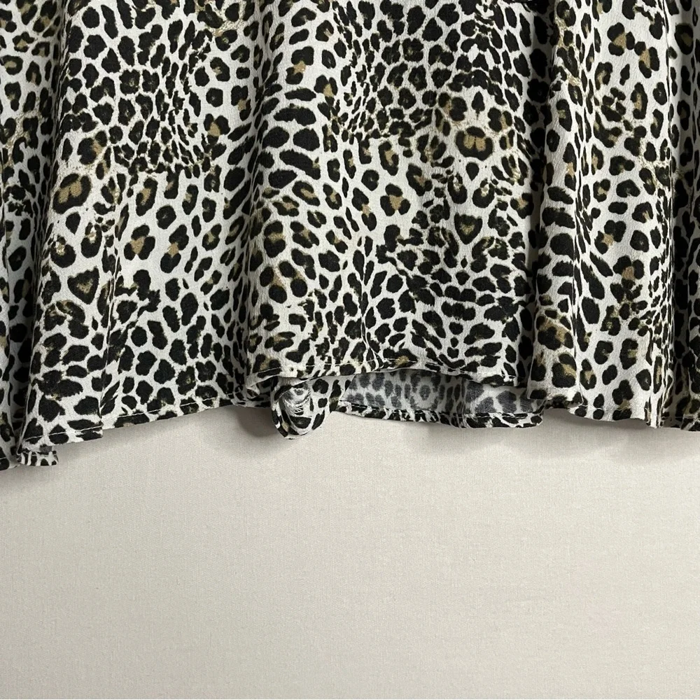 Zara Ruffle Leopard Print Mini Skort Skirt Boho Animal Cheetah Print - Picture 9 of 14